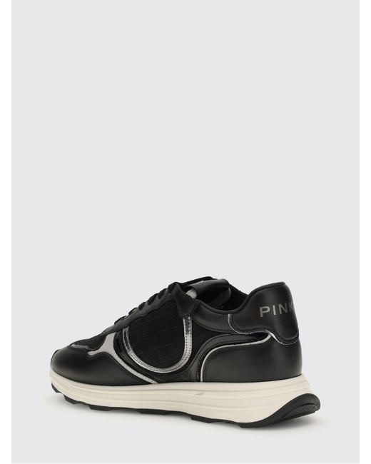 Pinko Black Zoe Leather And Mesh Sneakers