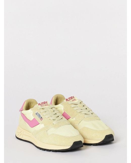 Autry Pink Reelwind Suede And Nylon Sneakers
