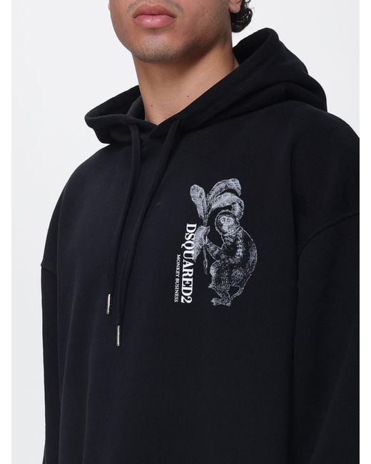 DSquared² Black Cotton Hoodie With Logo for men