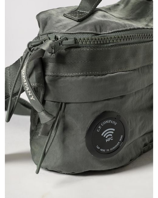 C P Company Gray Nylon Bum Bag With Applied Logo And Adjustable Strap for men