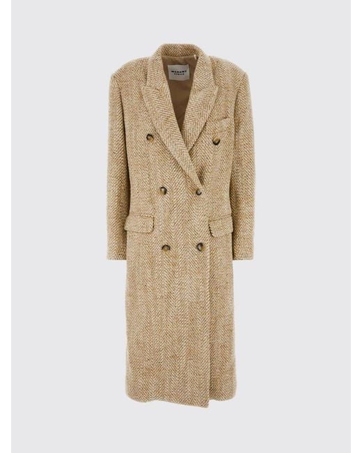 Isabel Marant Natural Pilda Long Double-Breasted Wool-Blend Coat