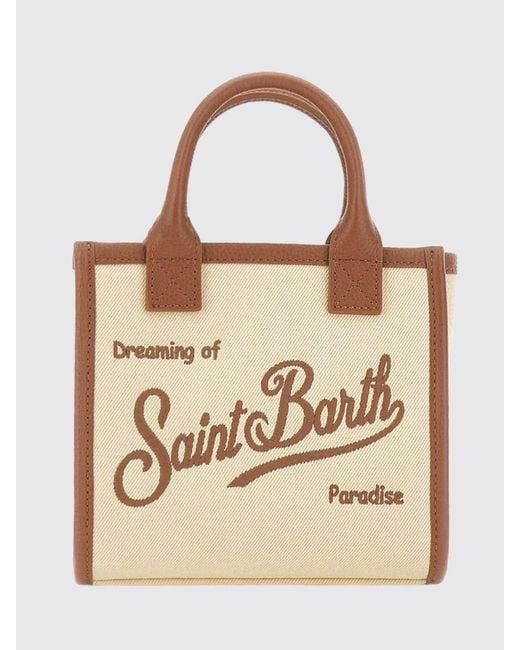 Mc2 Saint Barth Natural Embroidered Logo Cotton Twill Vanity Bag