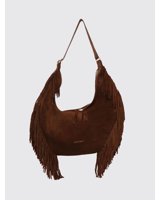 Orciani Brown Isola Peach Fringed Suede Bag