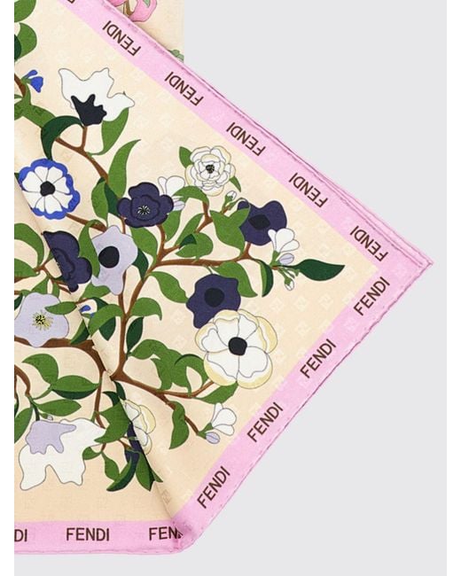 Fendi White Printed Silk Scarf