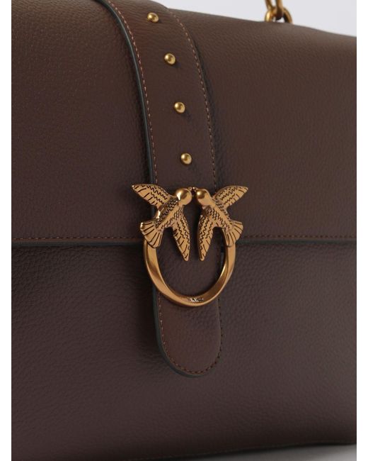 Pinko Brown Love One Extra Slouchy Grained Leather Bag