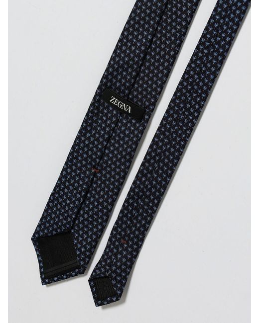 Zegna White Silk Tie With All-Over Palm Trees Print for men