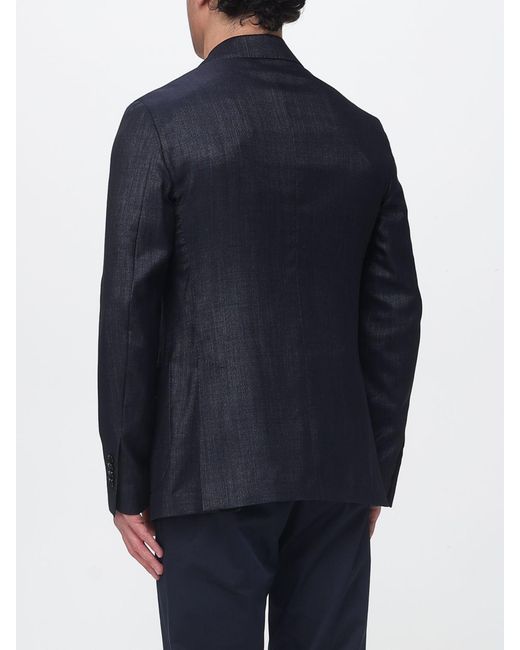 Lardini Blue Double-Breasted Wool Blend Blazer for men