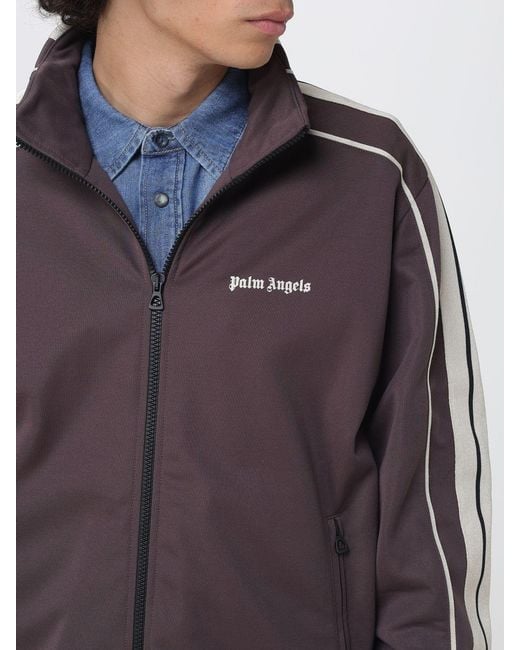 Palm Angels Purple Polyester Hoodie With Logo for men
