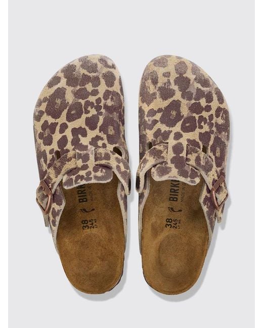 Birkenstock Multicolor Boston Animal Print Suede Clogs With Adjustable Strap