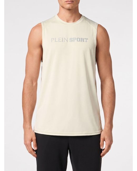 Philipp Plein White Printed Polyester Tank Top for men