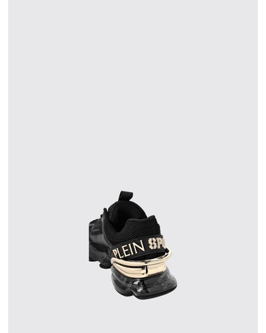Philipp Plein Black Runner Ps Thunder Mix Low-Top Mesh Sneakers With Notched Sole for men