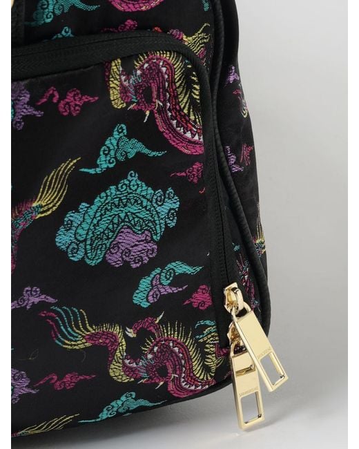Sprayground Black Embroidered Dragons Printed Nylon Duffle Bag for men