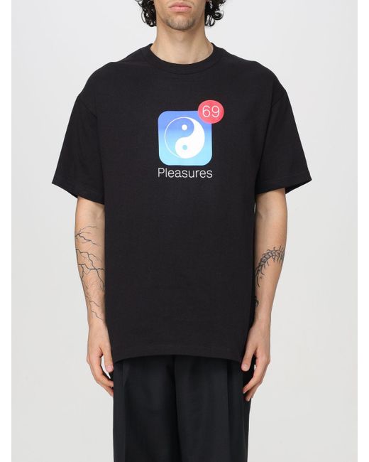 T-shirt in cotone con stampa di Pleasures in Black da Uomo