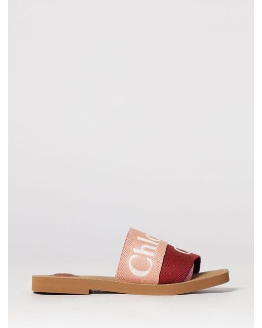 Chloé Pink Chlo&Eacute Woody Canvas Sandals