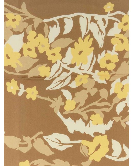 Burberry Natural Silk Scarf With Floral Print