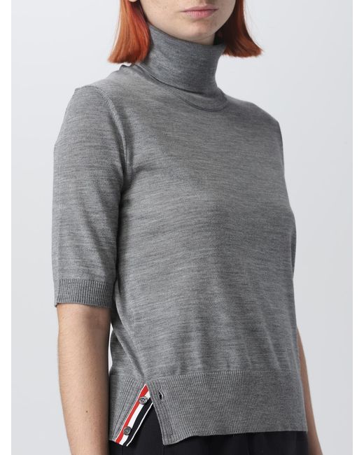 Thom Browne Gray Sweater In Merino Wool With 4-bar Stripe
