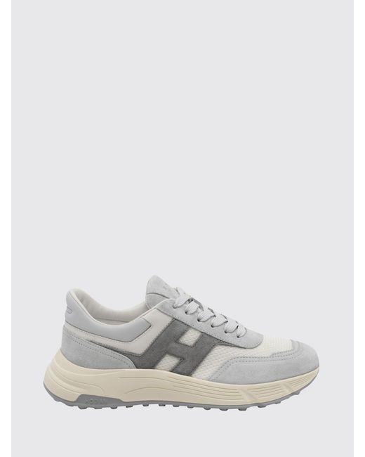Hogan White Hyperlight Leather And Mesh Sneakers With Serrated Sole for men