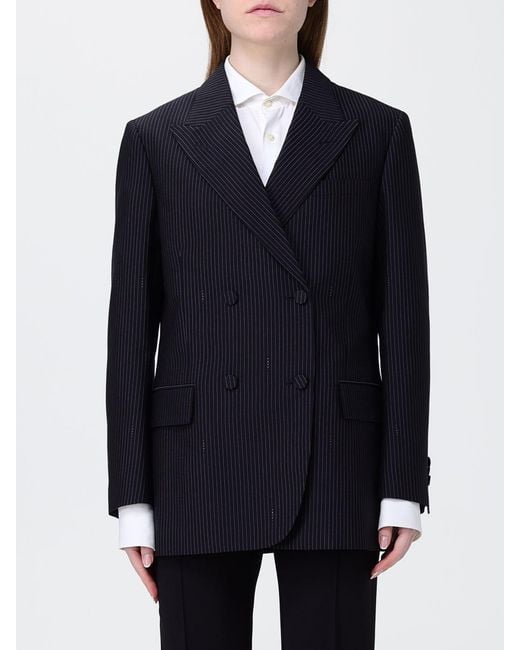 Fendi Blue Pinstripe Wool Blend Double-Breasted Blazer