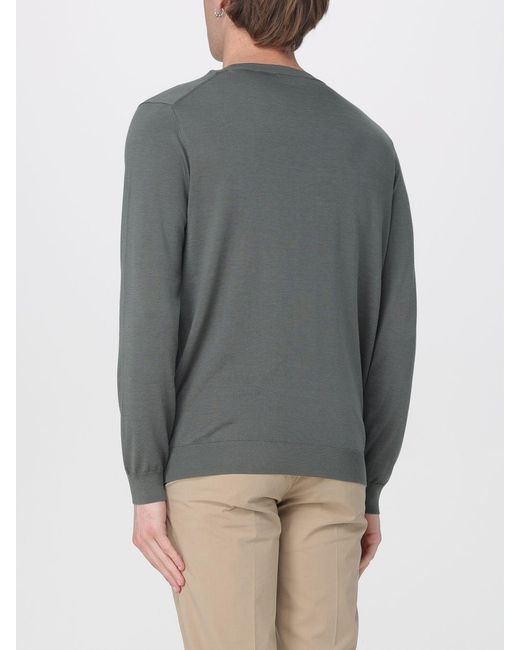 Kangra Gray Cotton And Silk Crew Neck Pullover for men
