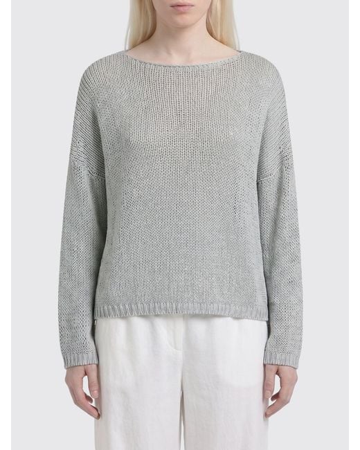 Roberto Collina Gray Cotton Blend Crew-Neck Sweater