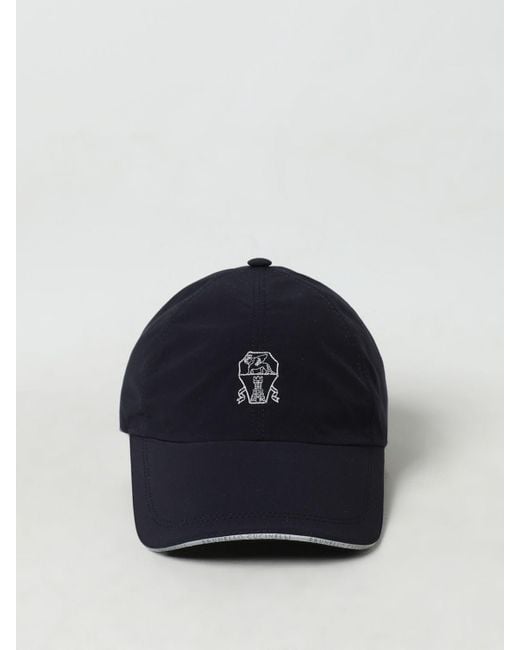 Cappello in nylon con logo ricamato di Brunello Cucinelli in Blue da Uomo