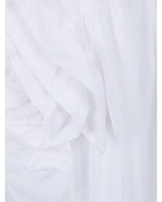 Simone Rocha White Multilayer Cotton Tulle Midi Dress With Flower