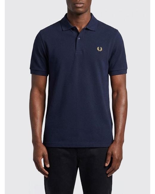 Fred Perry Blue Cotton Polo Shirt With Logo for men