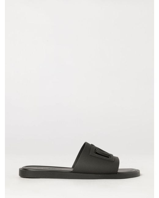 Dolce & Gabbana Black Dolce &Amp Gabbana Rubber Slides With Carved Dg Monogram for men