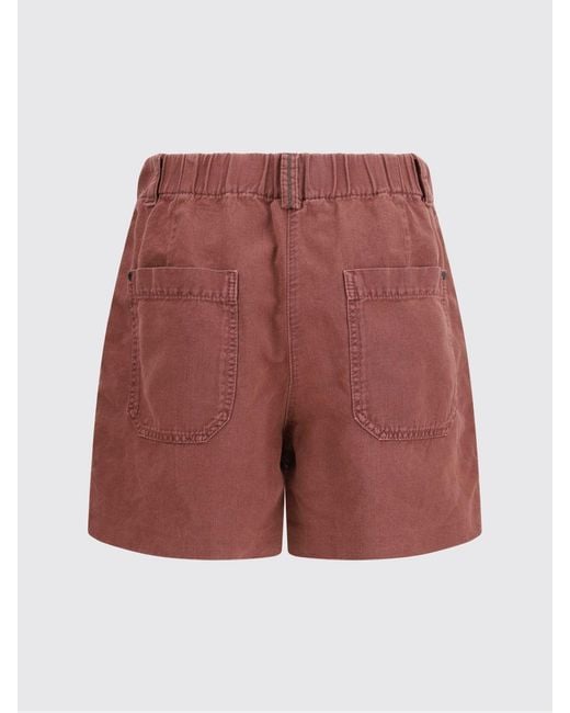 Brunello Cucinelli Red Cotton And Linen Blend Shorts