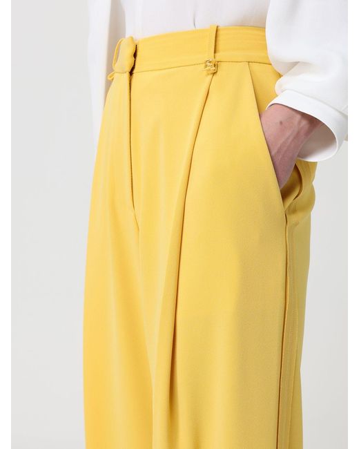 Elisabetta Franchi Yellow Crêpe Classic Trousers