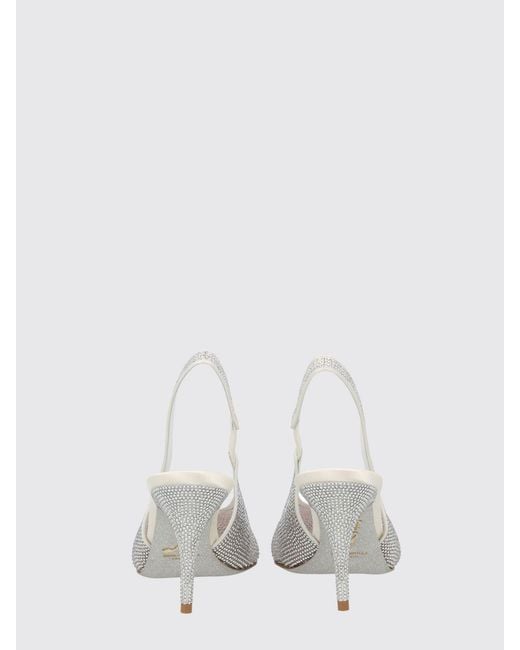Rene Caovilla White Jinny High-Heeled Slingbacks With Applied Crystals
