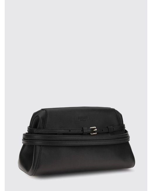 Moschino Couture Black Tie Me Leather Mini Clutch With Removable Strap