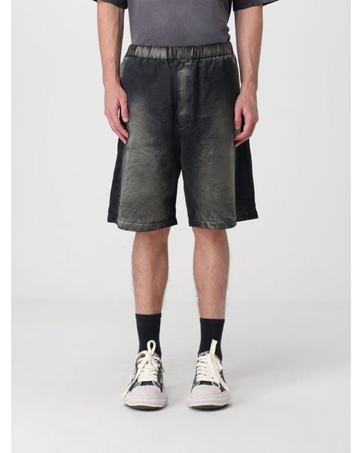 Maison Mihara Yasuhiro Black Abstract Print Cotton Jogging Shorts With Distressed Effect for men