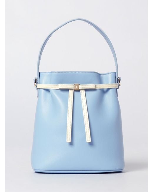Ferragamo Blue Mini Bow Leather Bucket Bag