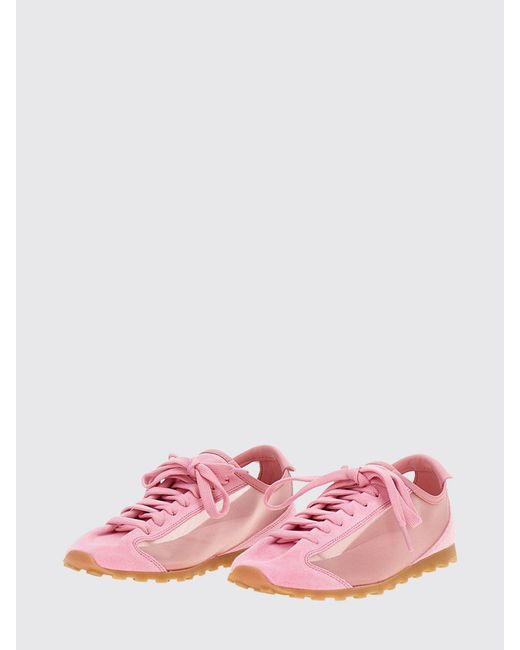 Jacquemus Pink Les Tennis Nylon Mesh And Suede Sneakers