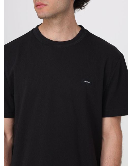 T-shirt in cotone con logo di Calvin Klein in Black da Uomo