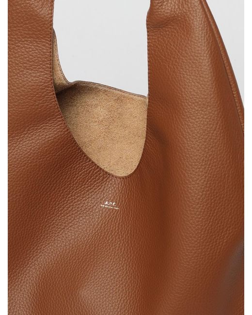 A.P.C. Brown Le Neige Grained Leather Bag