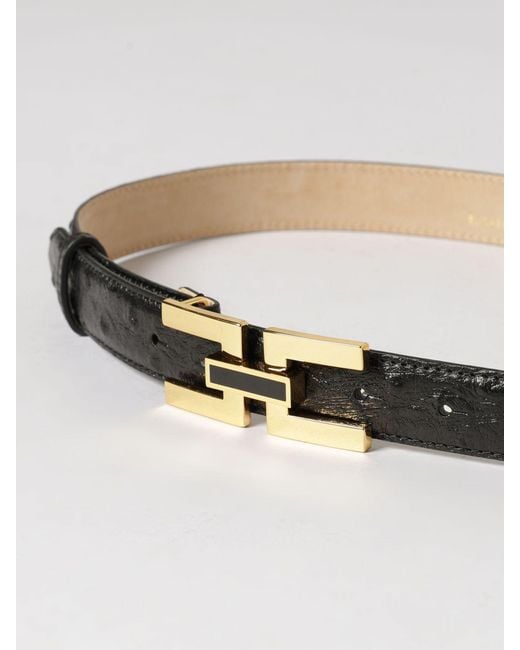 Elisabetta Franchi Black Embossed Leather Belt