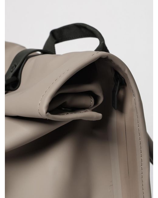 Rains Gray Rolltop Rucksack Waterproof Polyester Backpack With Hook Closure for men