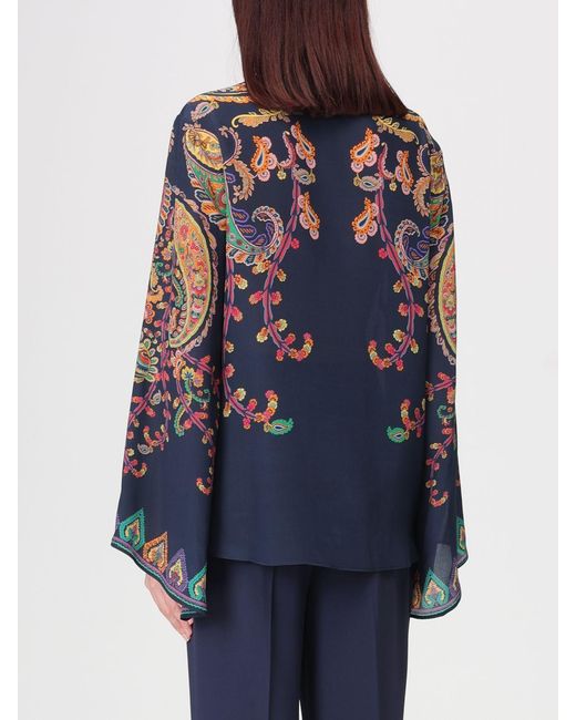 Etro Blue Silk Blouse With Paisley Print