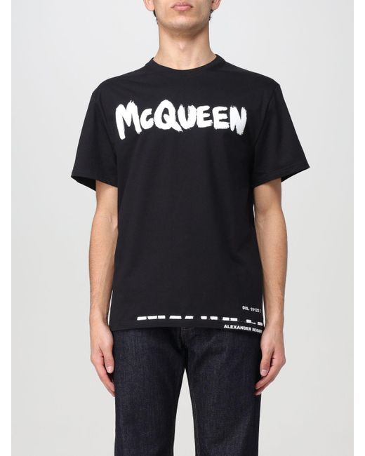 T-shirt con logo di Alexander McQueen in Black da Uomo