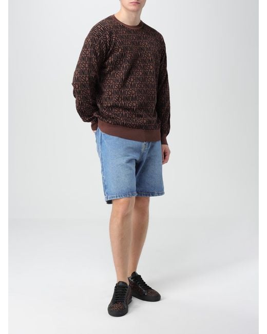 Pull À Col Rond Avec Logo All-Over Moschino Couture pour homme en coloris Brown