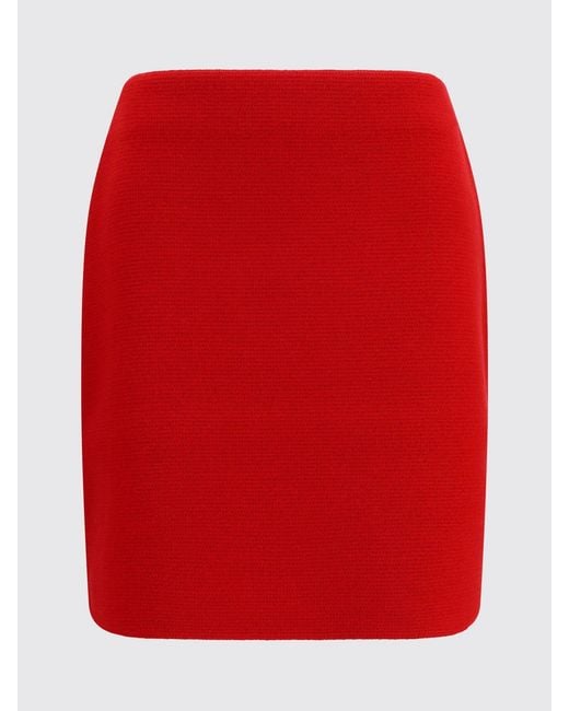 Fabiana Filippi Red High-Waisted Virgin Wool Pencil Mini Skirt