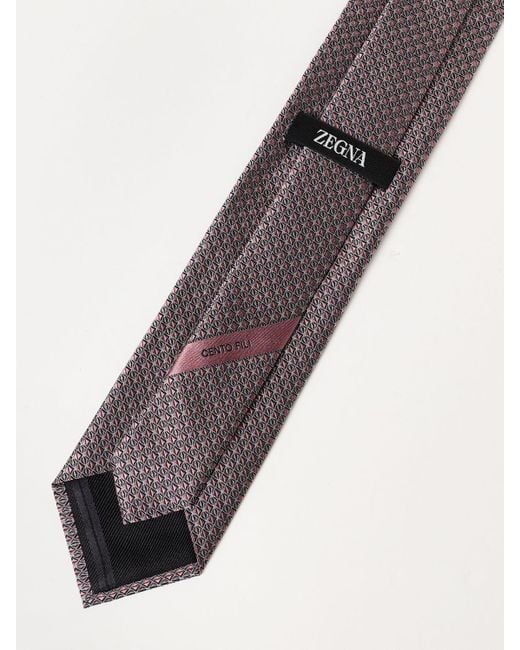 Cravatta in seta cento fili con motivo jacquard di Zegna in Brown da Uomo