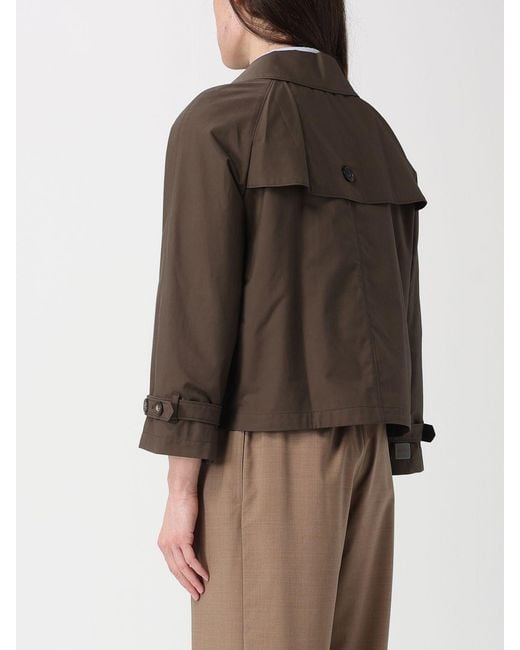 Max Mara Brown Double Breasted Cotton Blend Trench Coat