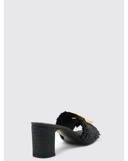 Dolce & Gabbana Black Dolce &Amp Gabbana Raffia Mules With Dg Monogram
