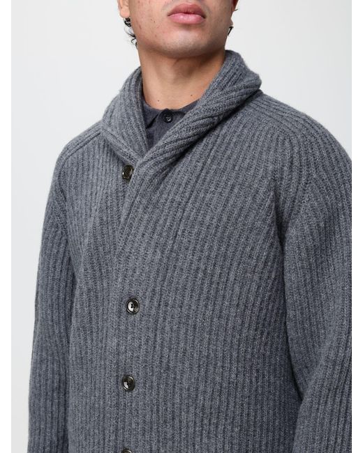 Filson Gray Button-Up Shawl Collar Wool Cardigan With Dropped Shoulders for men