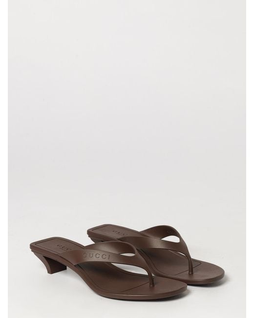 Gucci Natural Vittoria Rubber Thong Sandals With Low Heel