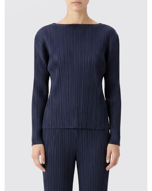 Pleats Please Issey Miyake Blue Polyester Top