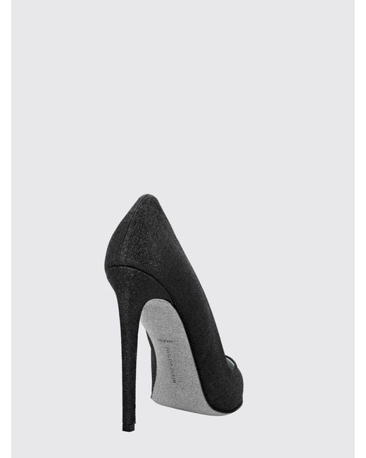 Philipp Plein Black Glitter Leather Pumps With Skull Application And High Heel
